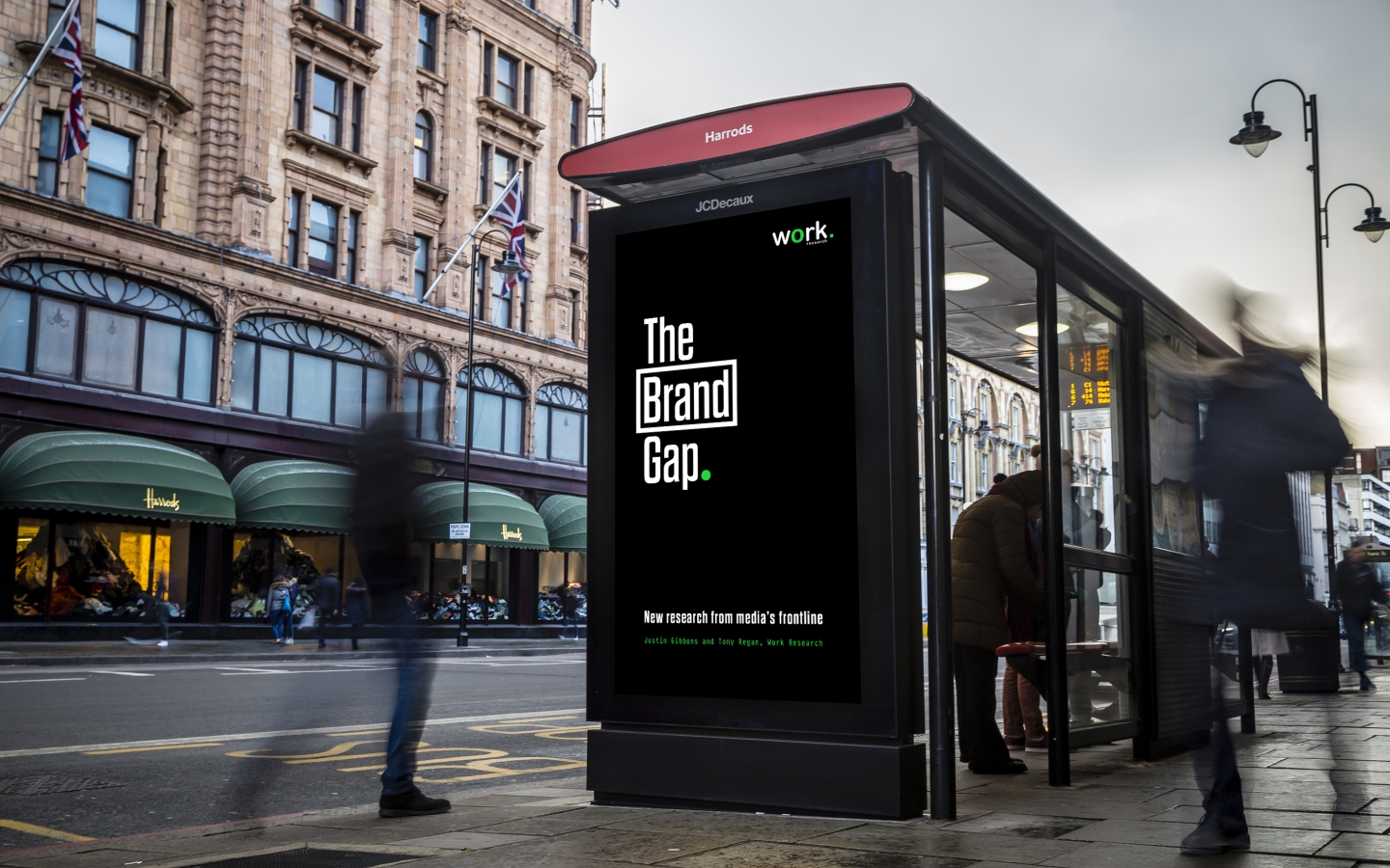 The Brand Gap book cover on JCDecaux UK digital bus shelter